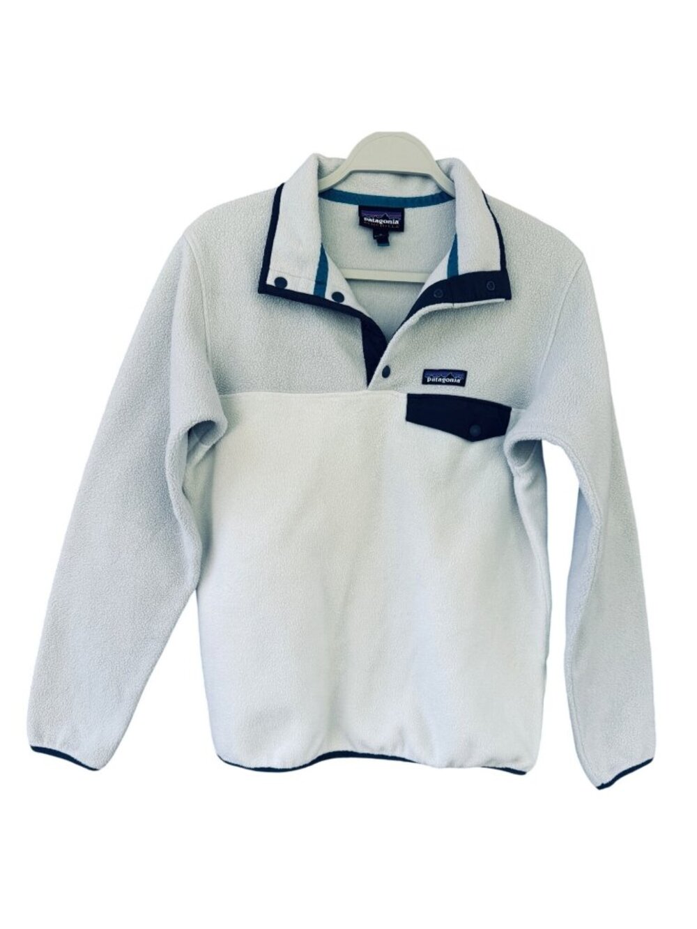 Patagonia Synchilla Snap-T Fleece Pullover Women Small White Black Jacket